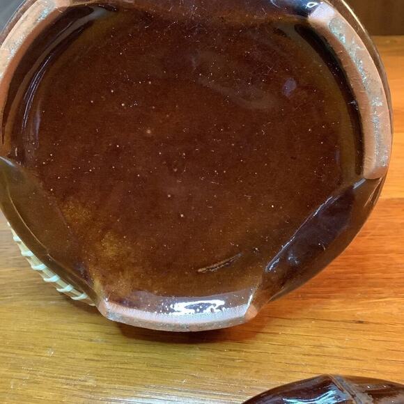 REDWARE 1960's Bamboo Cookie Biscuit Jar Rattan Handle JAPAN - Picture 8 of 8